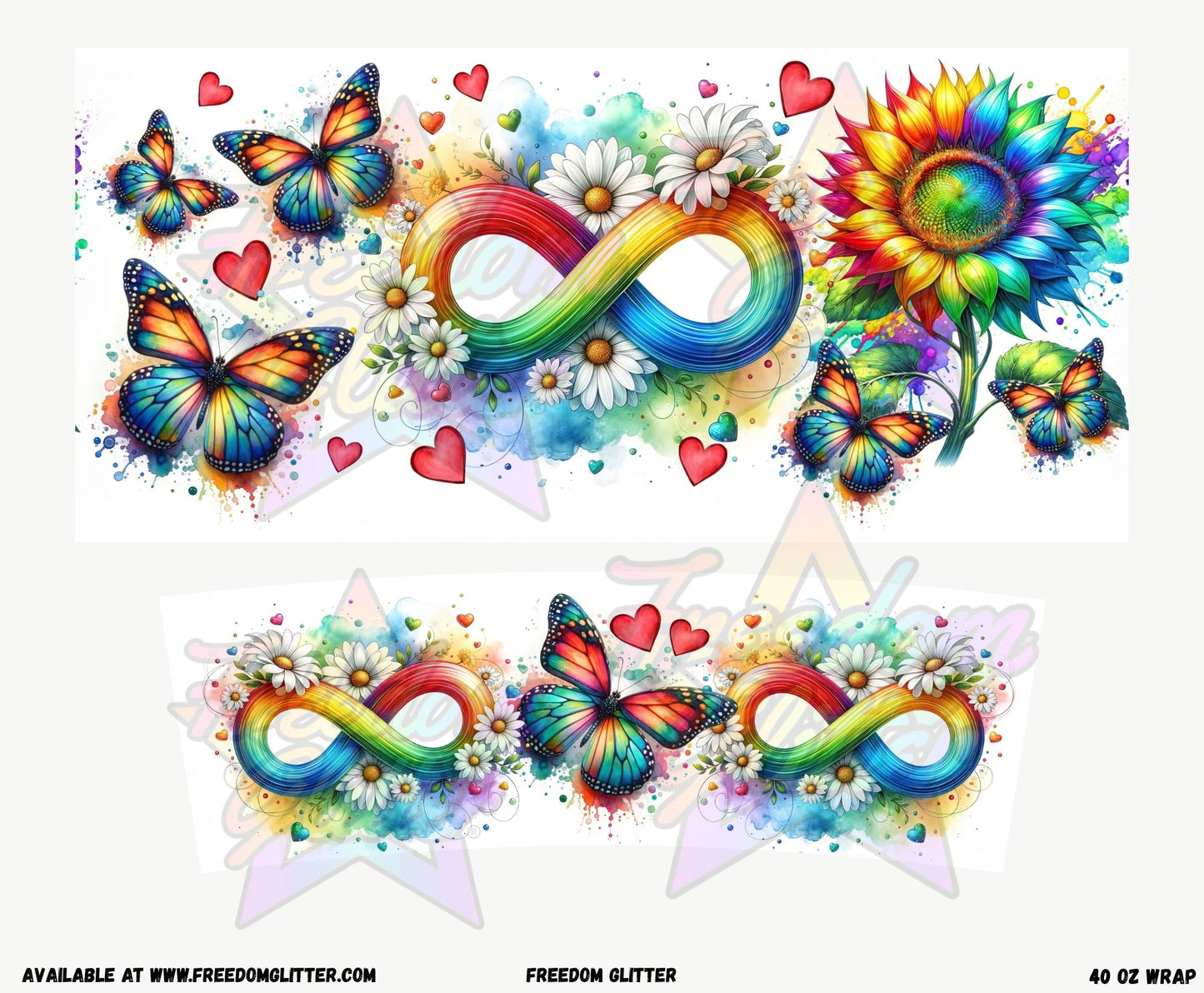 Autism - Infinity & Butterflies 40oz Wrap (Printed Vinyl)