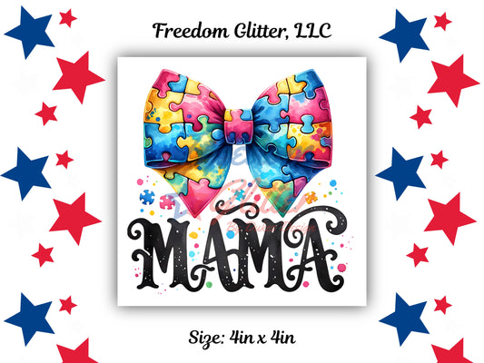 Autism Mama Coquette Puzzle Bow (UVDTF)