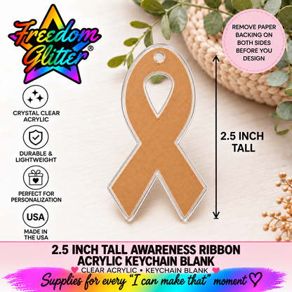 2.5in Awareness Ribbon Keychain Acrylic Blank –  Clear Acrylic