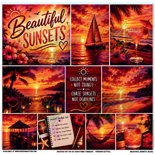 Mixed Image Sheet - Beautiful Sunsets (Printed Vinyl)