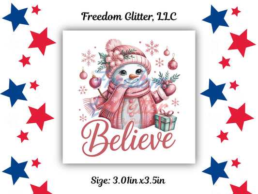 Believe Snowman Decal (UVDTF)
