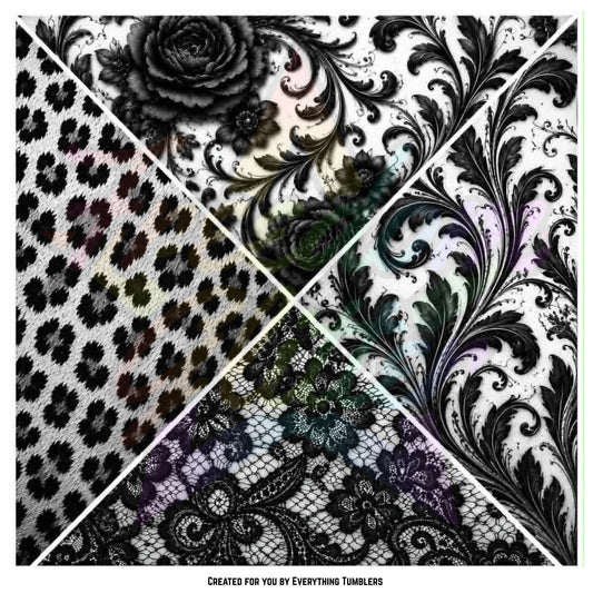 Black & White Floral & Leopard Print Triangles (Printed Vinyl)