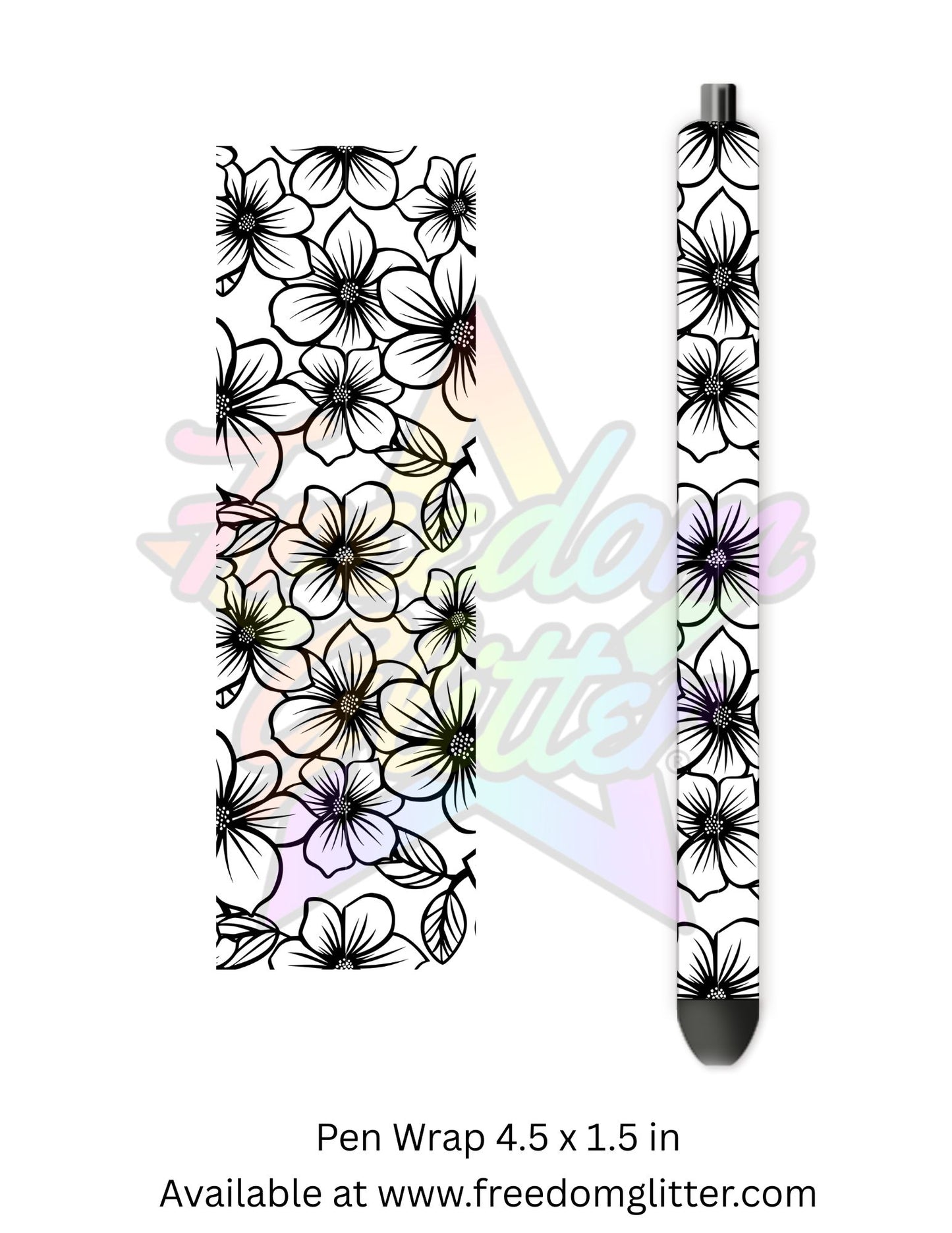 Black & White Floral Outline 10 (Printed Vinyl)