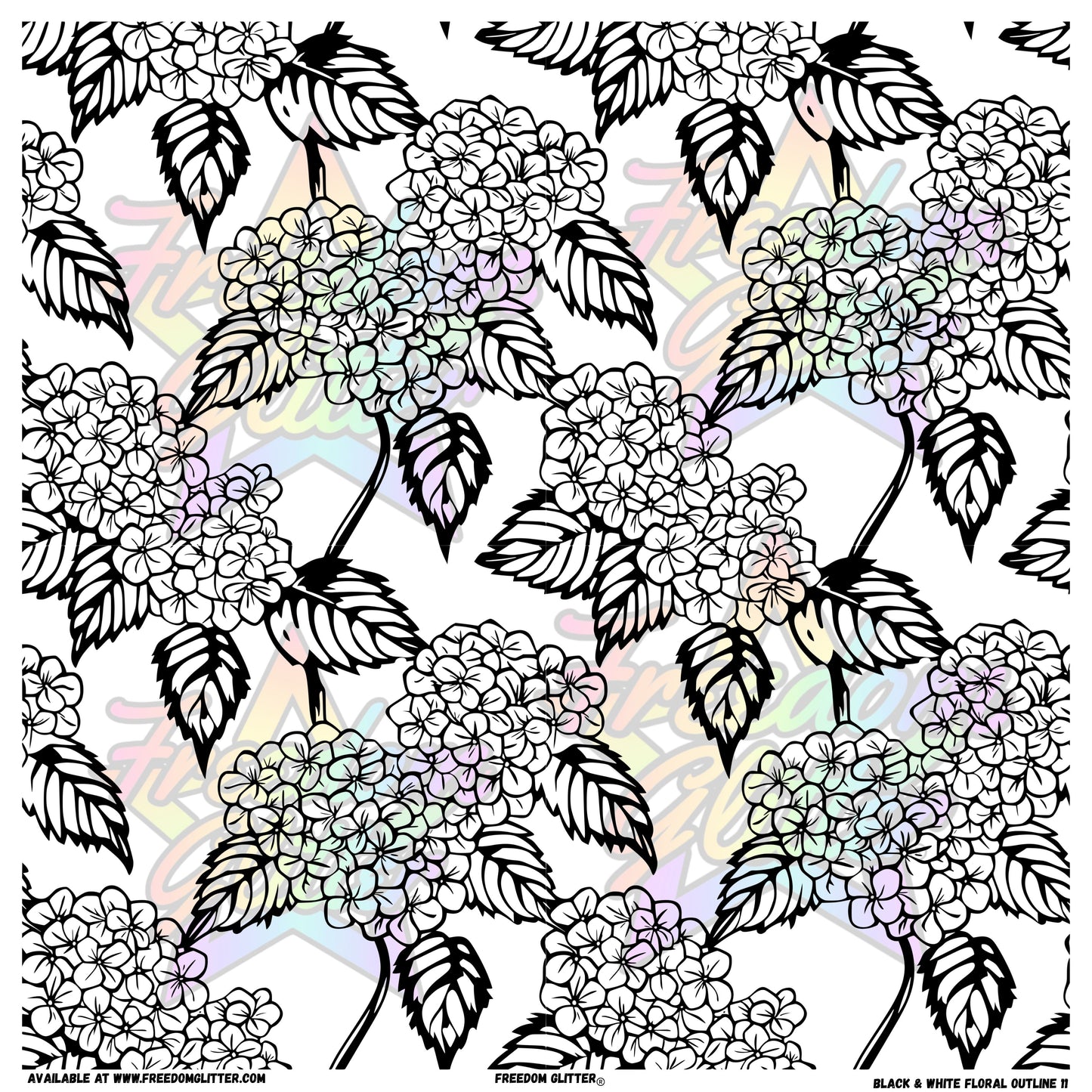 Black & White Floral Outline 11 (Printed Vinyl)