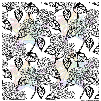 Black & White Floral Outline 11 (Printed Vinyl)