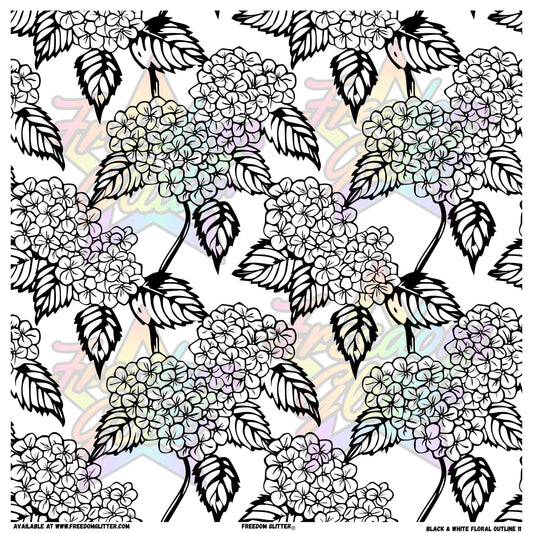 Black & White Floral Outline 11 (Printed Vinyl)