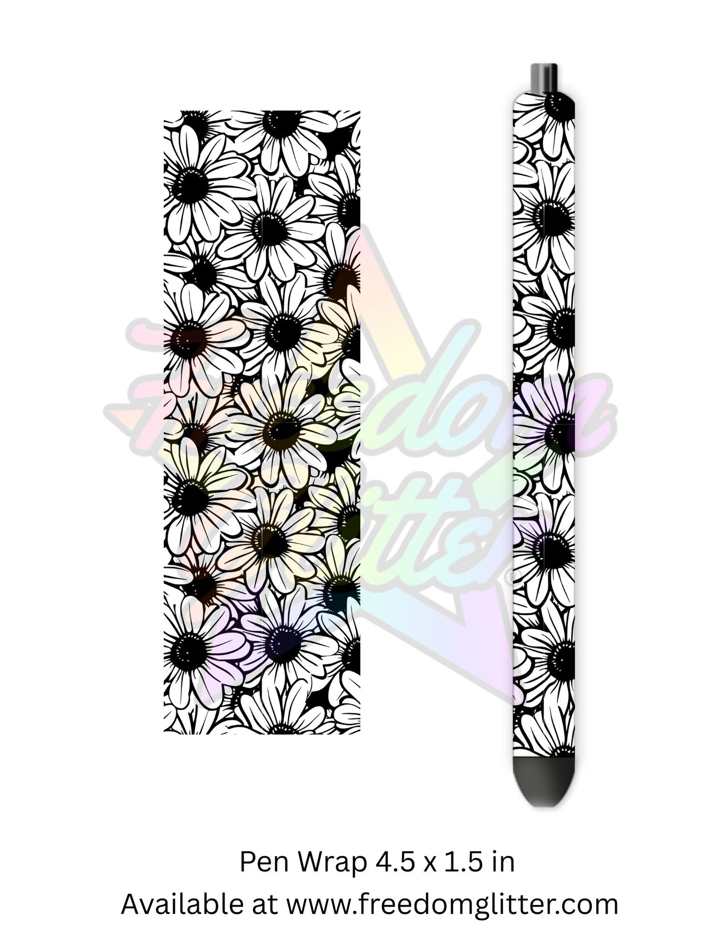 Black & White Floral Outline 1 (Printed Vinyl)
