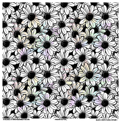 Black & White Floral Outline 1 (Printed Vinyl)