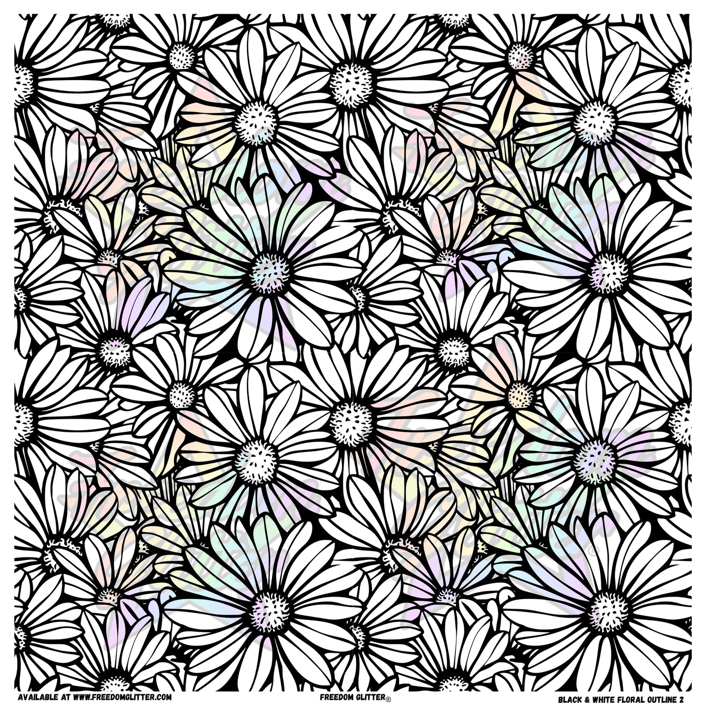 Black & White Floral Outline 2 (Printed Vinyl)