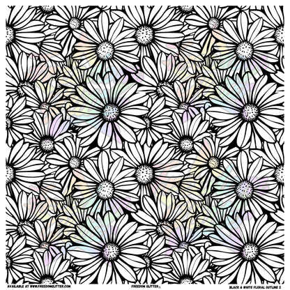 Black & White Floral Outline 2 (Printed Vinyl)