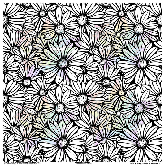 Black & White Floral Outline 2 (Printed Vinyl)