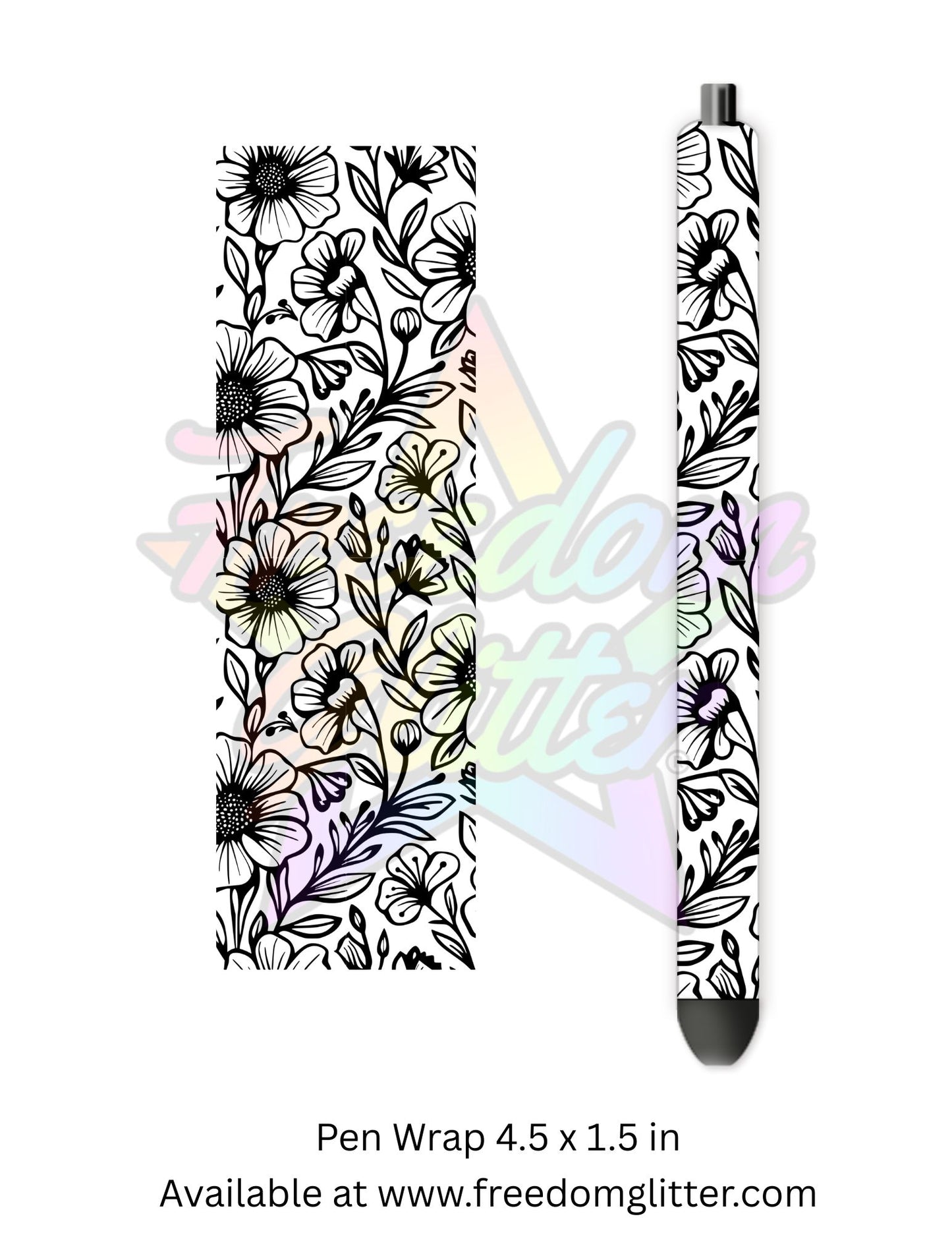Black & White Floral Outline 3 (Printed Vinyl)