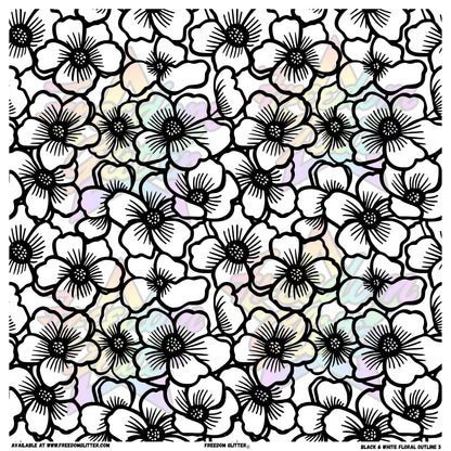 Black & White Floral Outline 5 (Printed Vinyl)
