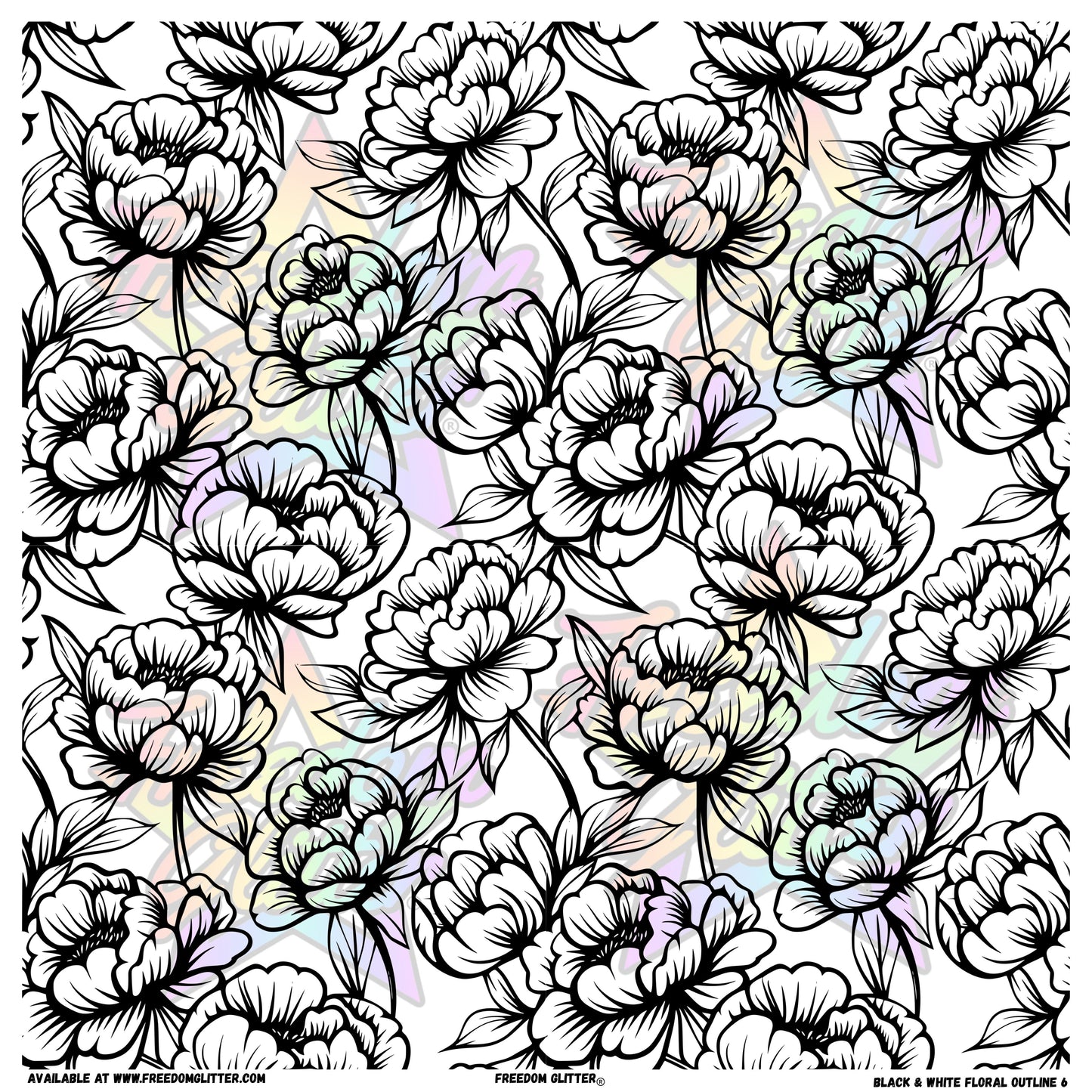 Black & White Floral Outline 6 (Printed Vinyl)