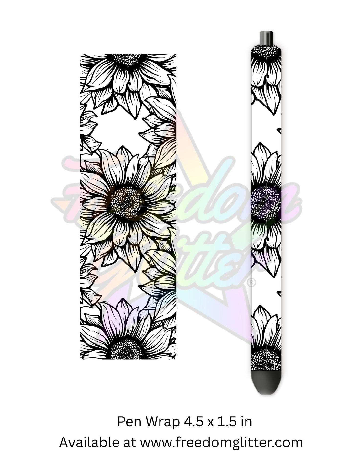 Black & White Floral Outline 8 (Printed Vinyl)