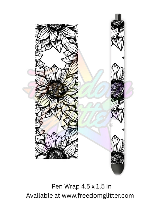 Black & White Floral Outline 8 (Printed Vinyl)