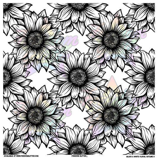 Black & White Floral Outline 8 (Printed Vinyl)