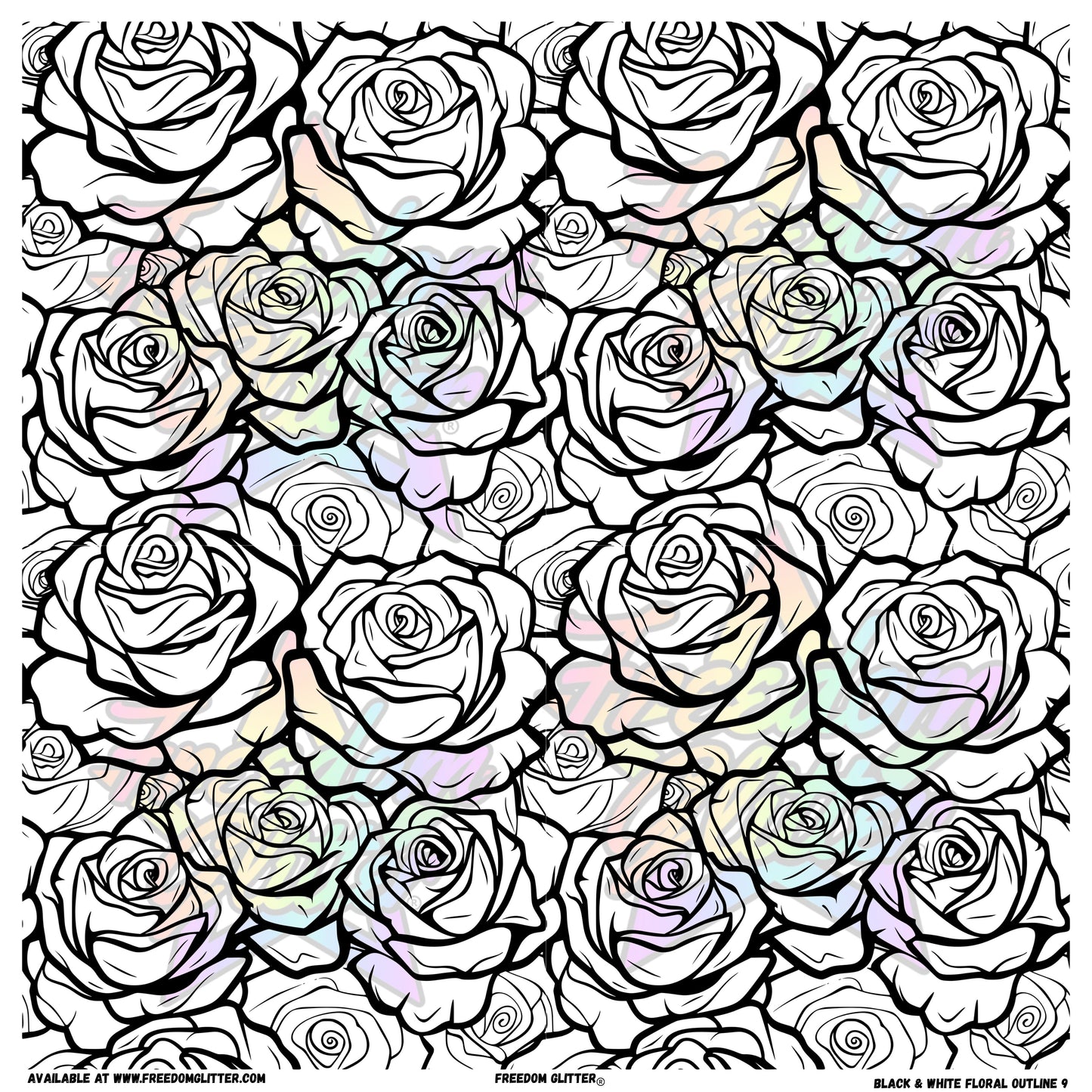 Black & White Floral Outline 9 (Printed Vinyl)