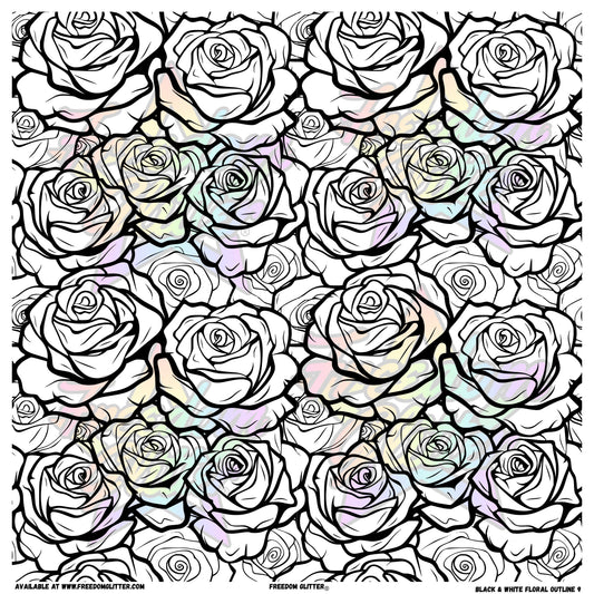 Black & White Floral Outline 9 (Printed Vinyl)