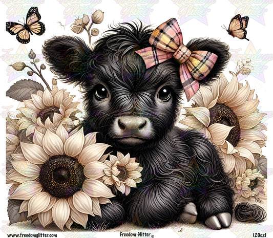 Black & Yellow Highland and Sunflowers (Printed Vinyl)