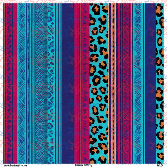 Blue, Purple & Leopard Serape (Printed Vinyl)