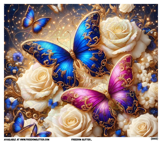 Blue and Purple Butterflies & Roses (Printed Vinyl)