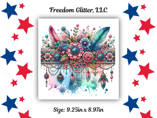 Boho Collection - Feathers & Floral Wrap (UVDTF)