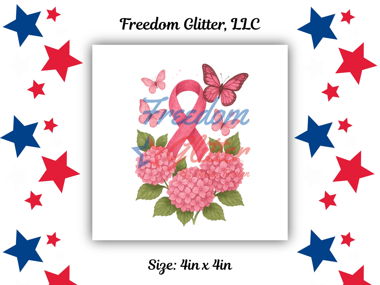 Breast Cancer Awareness Ribbon & Hydrangeas Decal (UVDTF)