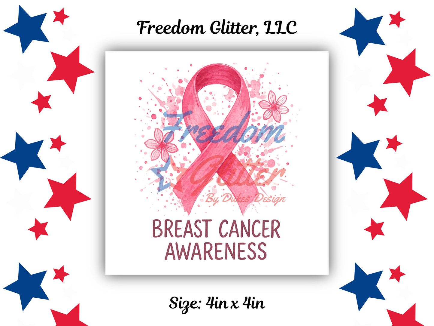 Breast Cancer Awareness Ribbon & Pink Flowers Decal (UVDTF)