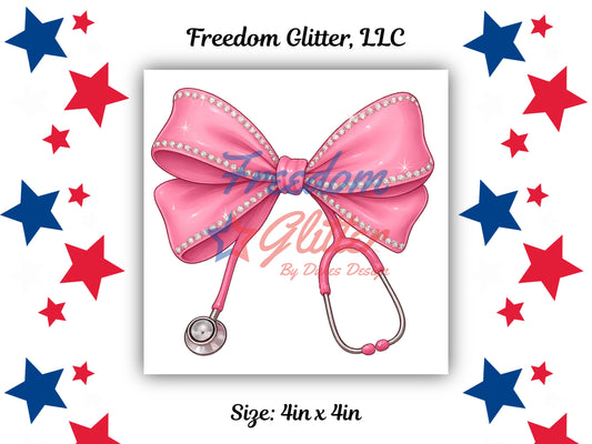 Breast Cancer Awareness Pink Stethoscope Bow Decal (UVDTF)