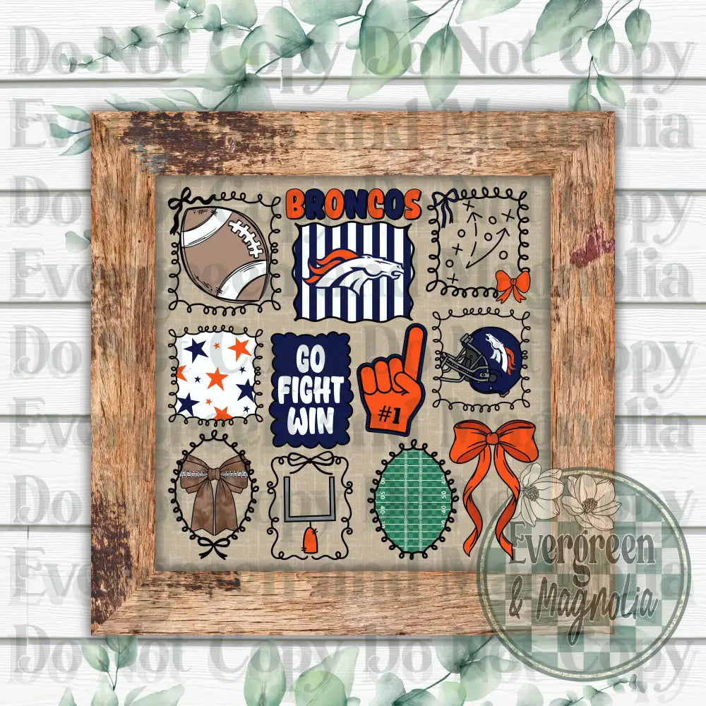 Broncos football coquette frame