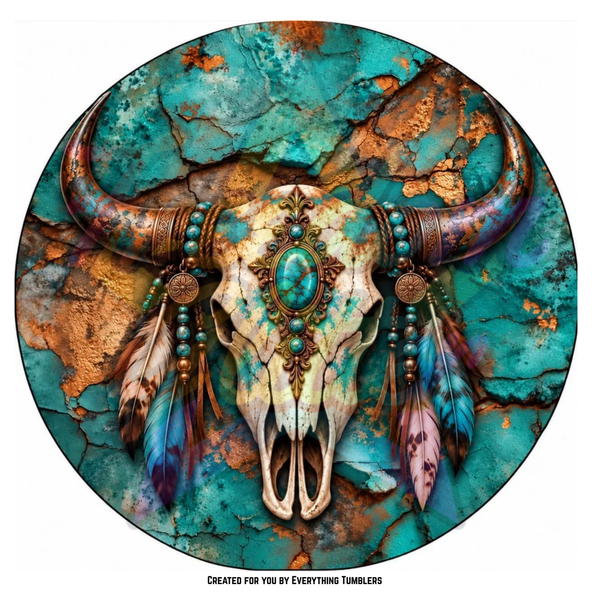 Bull Skull Western Circle (Printed Vinyl)