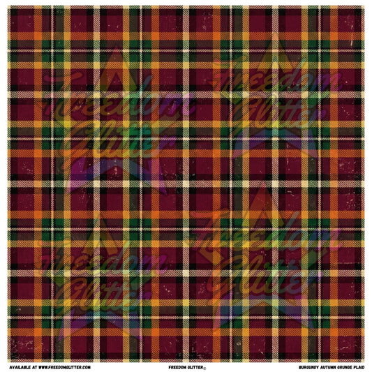 Burgundy Autumn Grunge Plaid (Printed Vinyl)