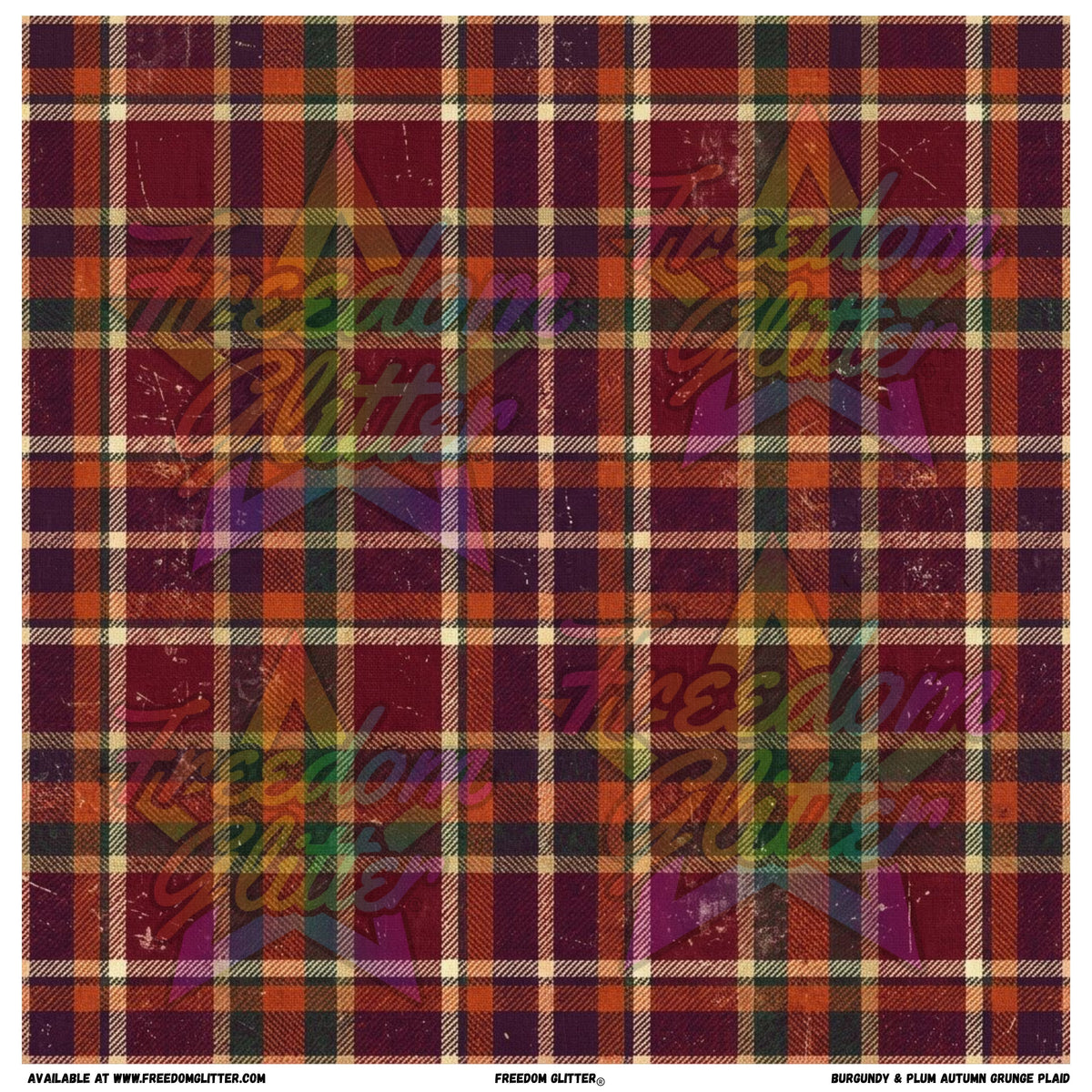 Burgundy & Plum Autumn Grunge Plaid (Printed Vinyl)