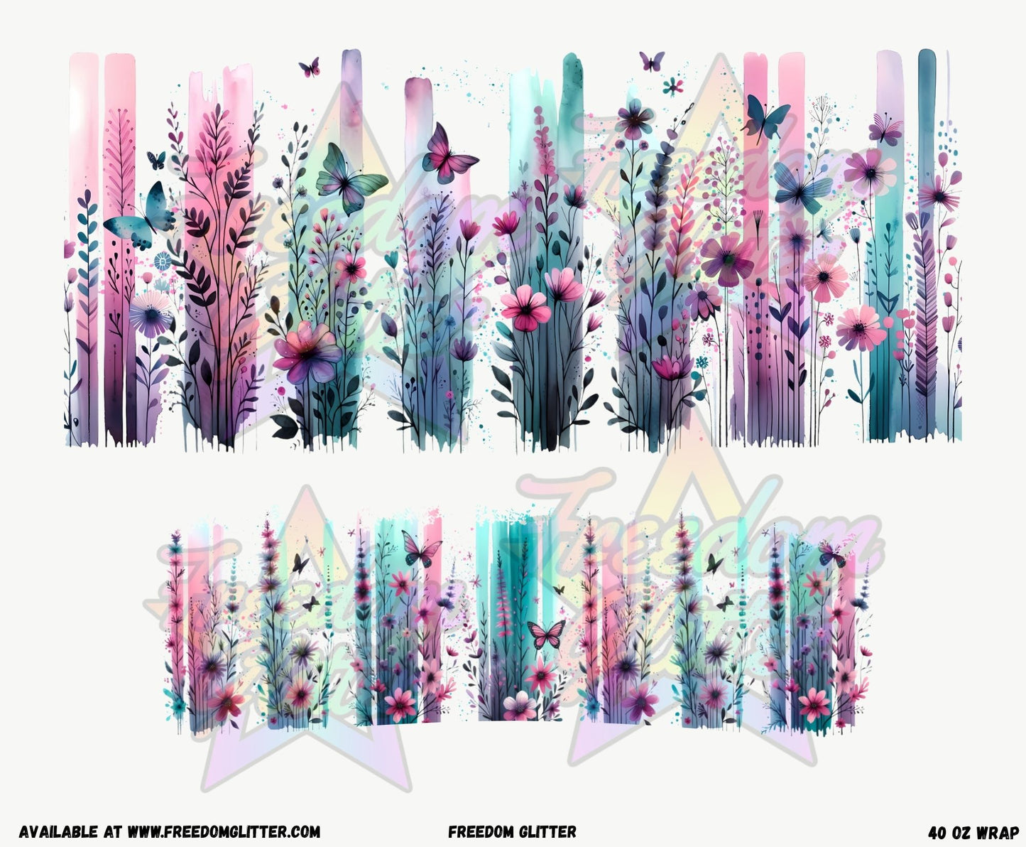 Butterfly Brushstrokes 40oz Wrap (Printed Vinyl)