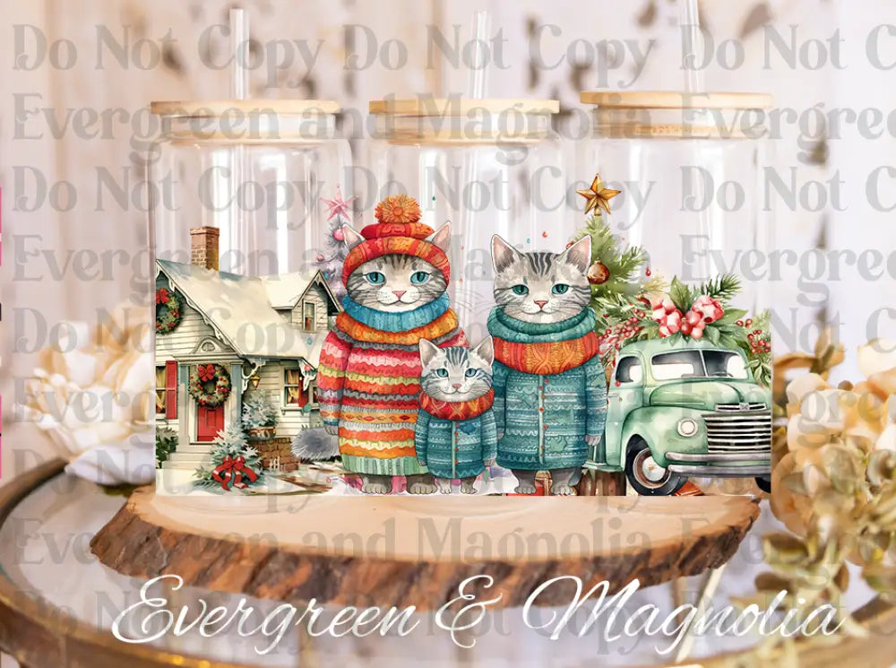 Cat Christmas Family Animals