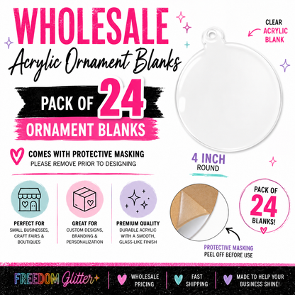 Wholesale 4" Round Acrylic Ornament 2 Blank Bundle – Pack of 24
