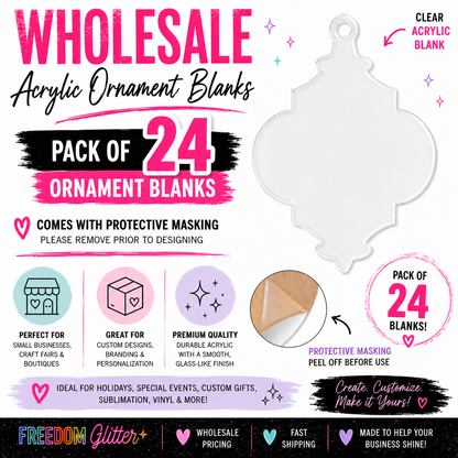 Wholesale 4" Decorative Acrylic Ornament 1 Blank Bundle – Pack of 24