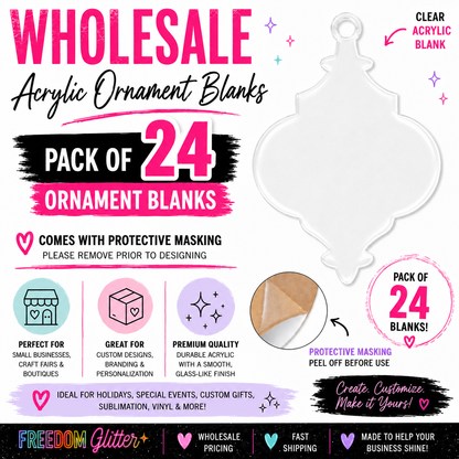 Wholesale 4" Decorative Acrylic Ornament 2 Blank Bundle – Pack of 24