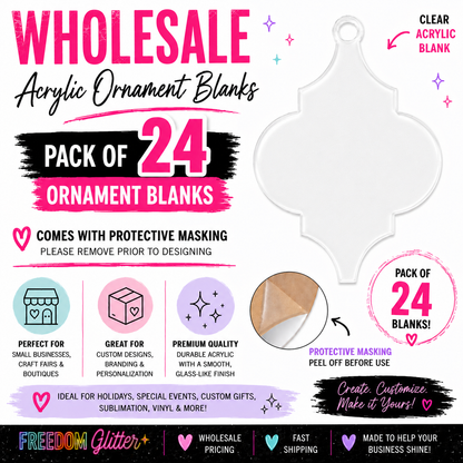 Wholesale 4" Decorative Acrylic Ornament 3 Blank Bundle – Pack of 24