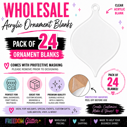 Wholesale 4" Decorative Acrylic Ornament 4 Blank Bundle – Pack of 24