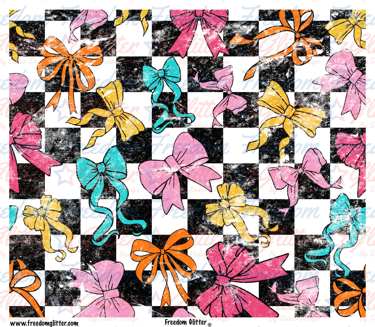 Checkered Bows Grunge (Printed Vinyl)