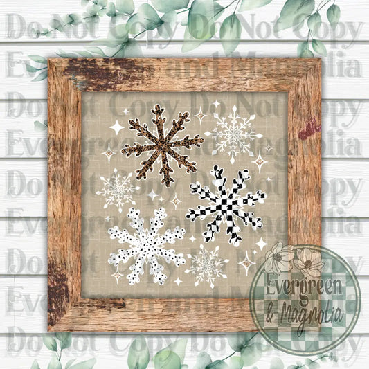 Checkered Leopard Snowflakes (White)