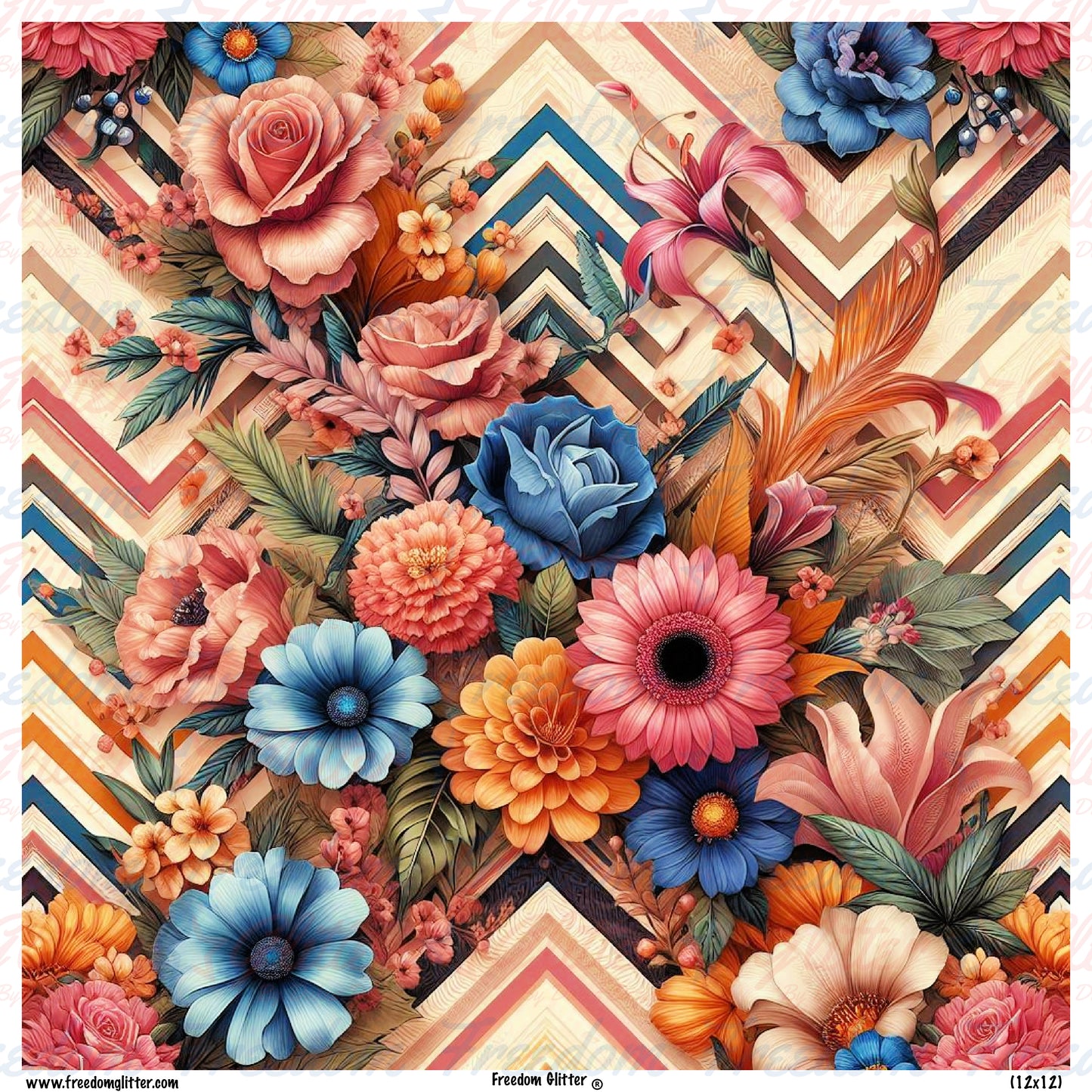 Chevron & Floral 3 (Printed Vinyl)