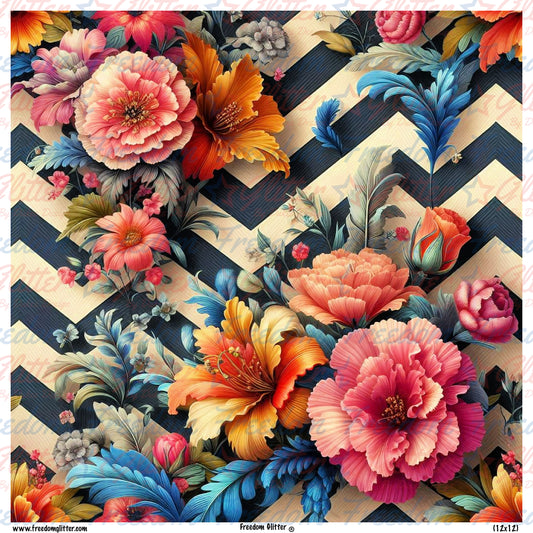 Chevron & Floral 1 (Printed Vinyl)