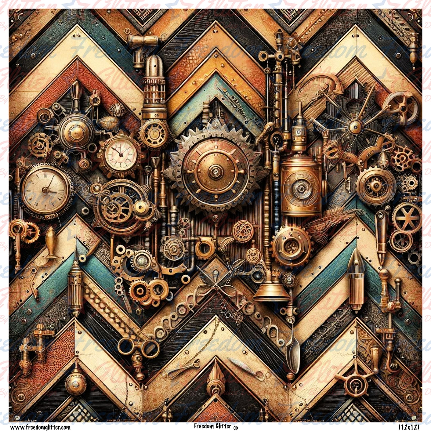 Chevron & Steampunk 3 (Printed Vinyl)