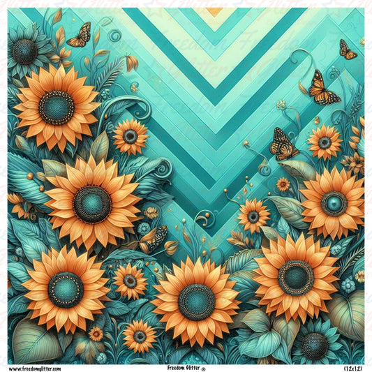 Chevron & Sunflowers (Printed Vinyl)