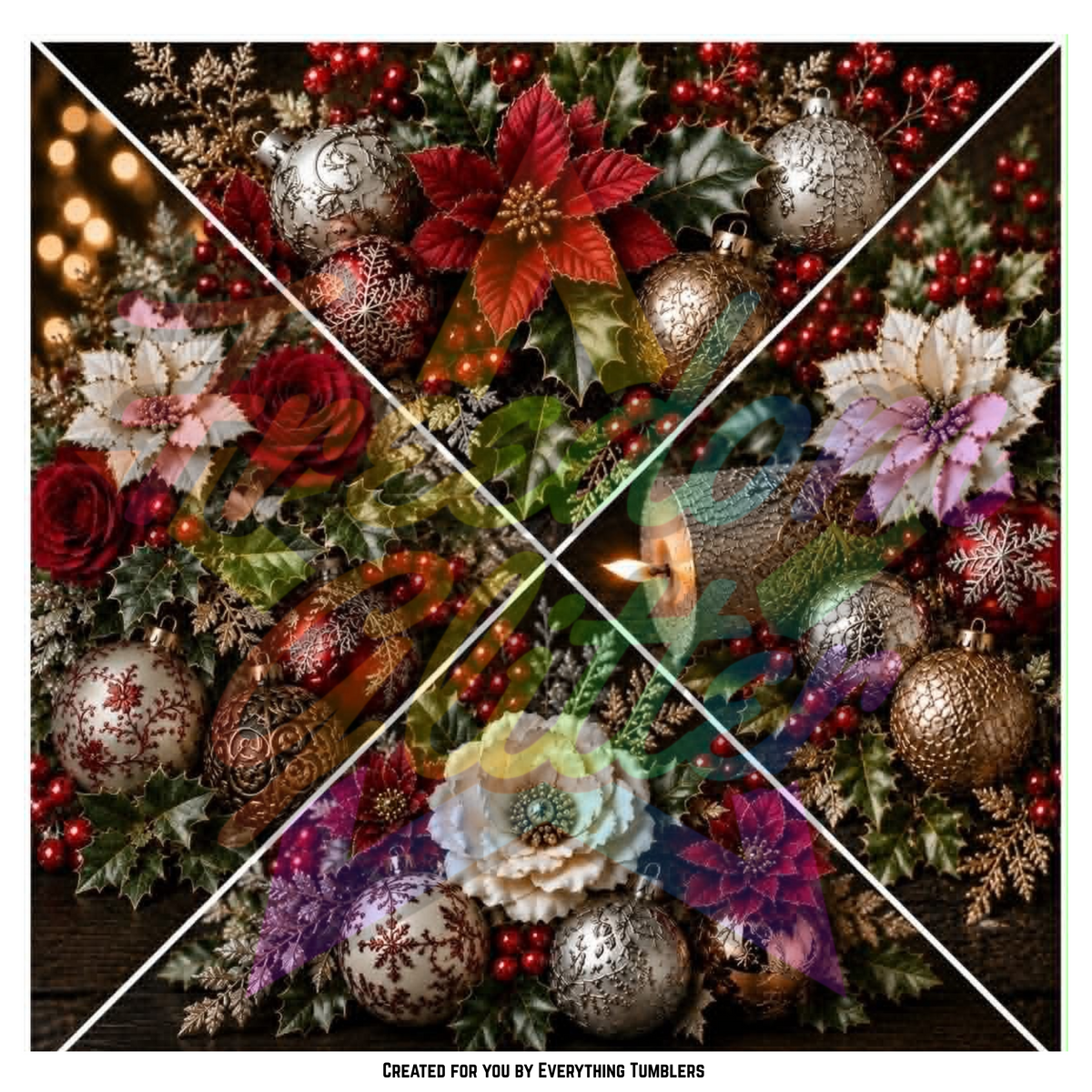 Christmas Floral & Ornaments Triangles 2 (Printed Vinyl)