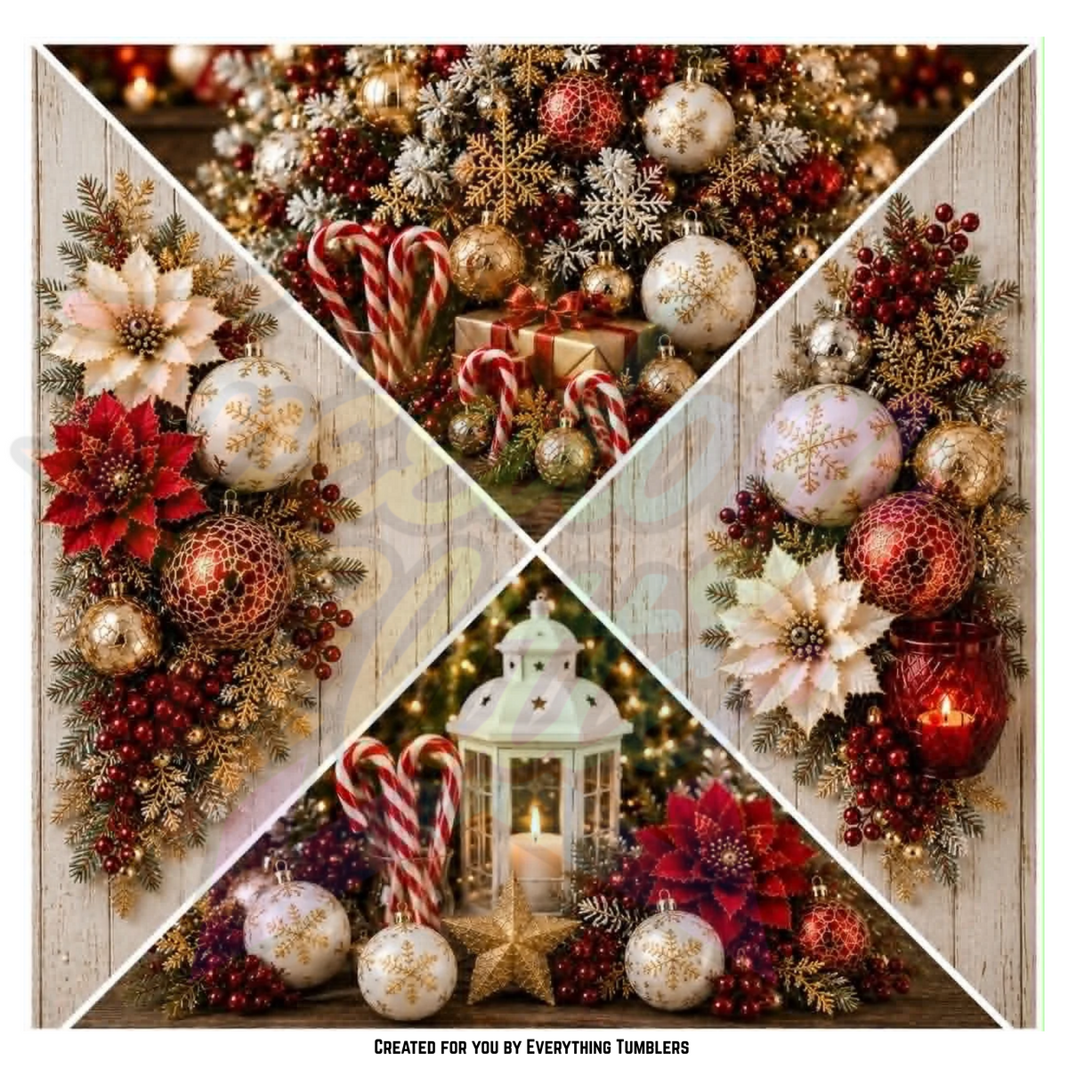 Christmas Floral & Ornaments Triangles 1 (Printed Vinyl)