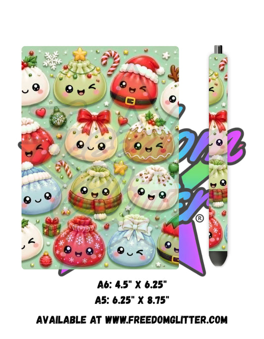 Christmas Kawaii Dumplings Acrylic Notebook Cover